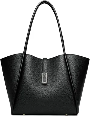 Womens Large Tote Bag Minimalist Vegan Leather Shoulder Purse Work Handbags Satchels 2pcs for Travel Office