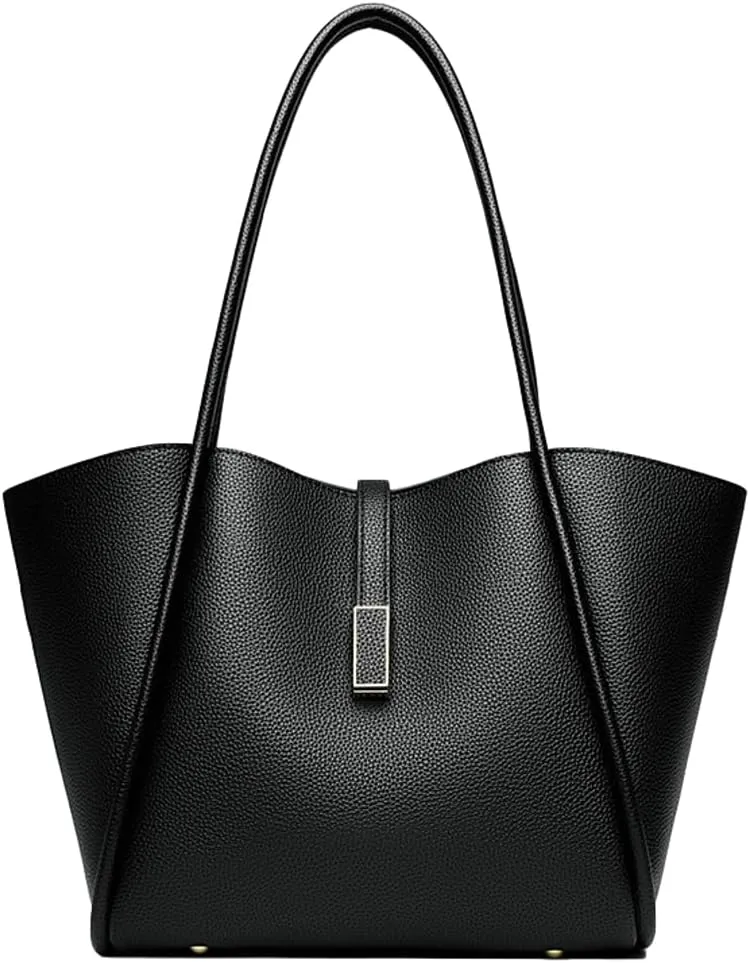 Womens Large Tote Bag Minimalist Vegan Leather Shoulder Purse Work Handbags Satchels 2pcs for Travel Office