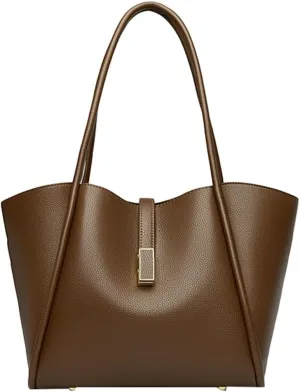 Womens Large Tote Bag Minimalist Vegan Leather Shoulder Purse Work Handbags Satchels 2pcs for Travel Office