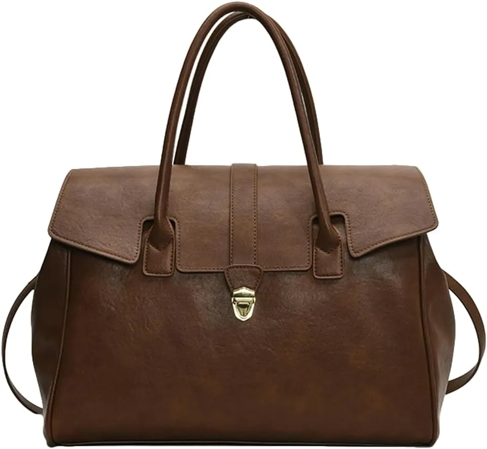 Womens Large Tote Bag Vintage Vegan Leather Work Briefcase Shoulder Crossbody Purse Handbag Messenger Satchels