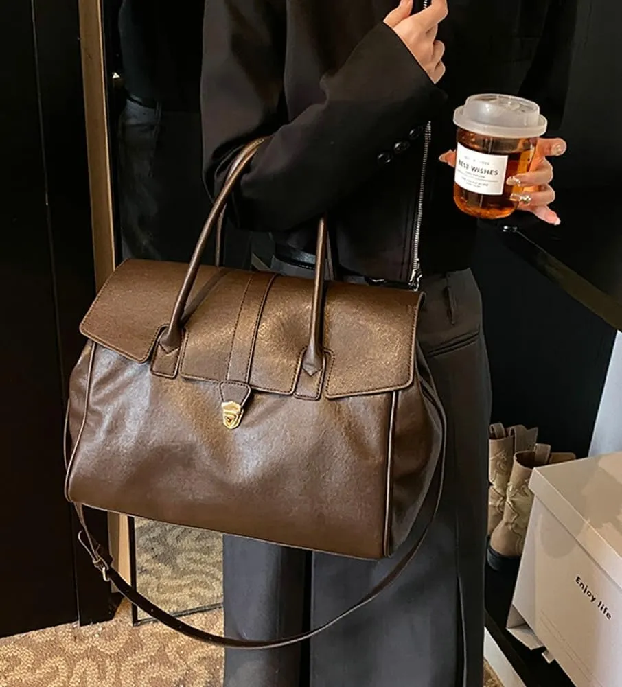 Womens Large Tote Bag Vintage Vegan Leather Work Briefcase Shoulder Crossbody Purse Handbag Messenger Satchels