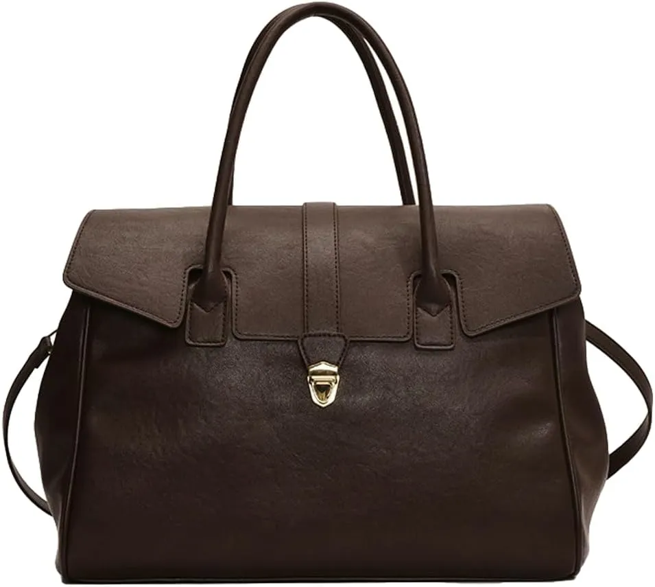Womens Large Tote Bag Vintage Vegan Leather Work Briefcase Shoulder Crossbody Purse Handbag Messenger Satchels