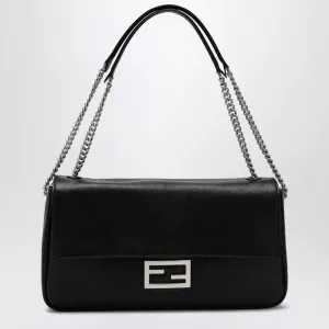 Women's Leather Chain Large Baguette in Black | 8BR828AS7A