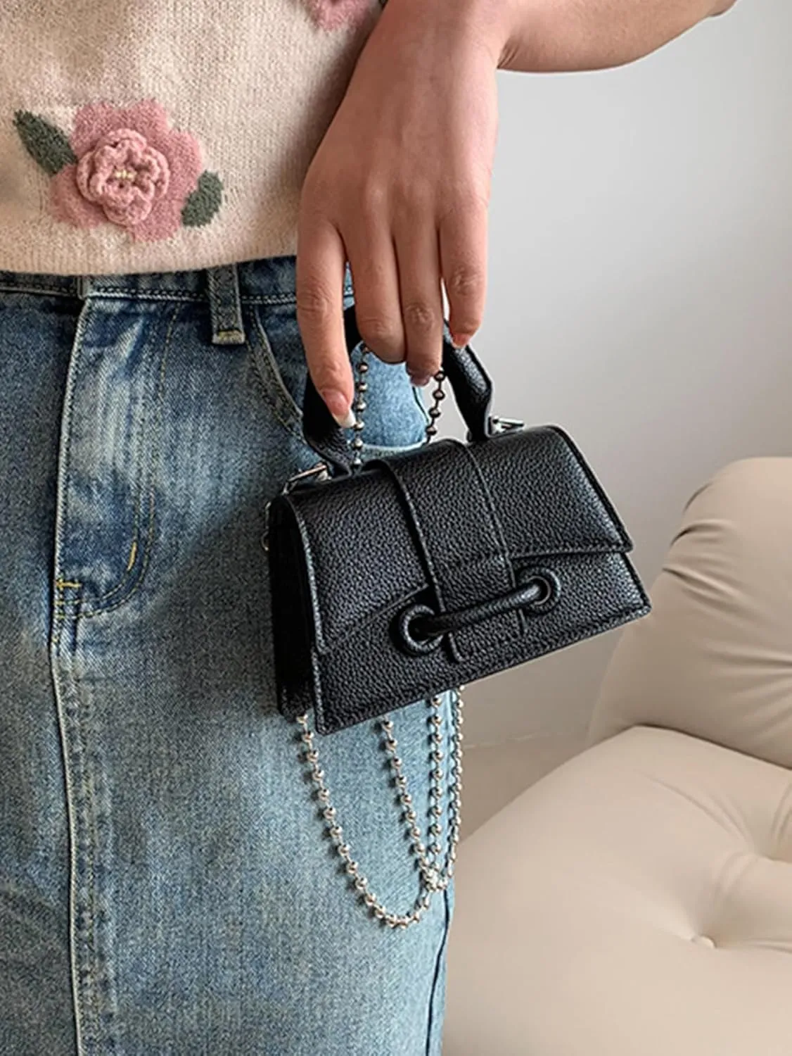 Women's Mini Clutch Handbags Crossbody Saddle Retro Shoulder Bags With Chain