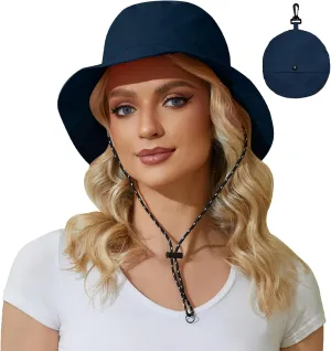 Womens Packable Bucket Hat, Waterproof Outdoor Fishing Hat for Women, Lightweight UV Protection Sun Hat for Women