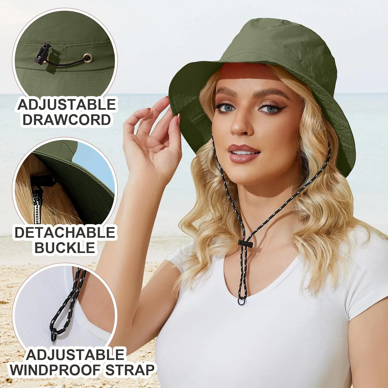 Womens Packable Bucket Hat, Waterproof Outdoor Fishing Hat for Women, Lightweight UV Protection Sun Hat for Women