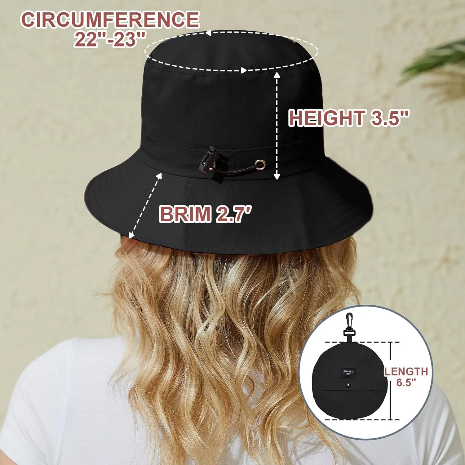 Womens Packable Bucket Hat, Waterproof Outdoor Fishing Hat for Women, Lightweight UV Protection Sun Hat for Women