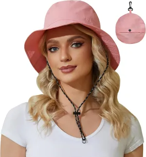 Womens Packable Bucket Hat, Waterproof Outdoor Fishing Hat for Women, Lightweight UV Protection Sun Hat for Women