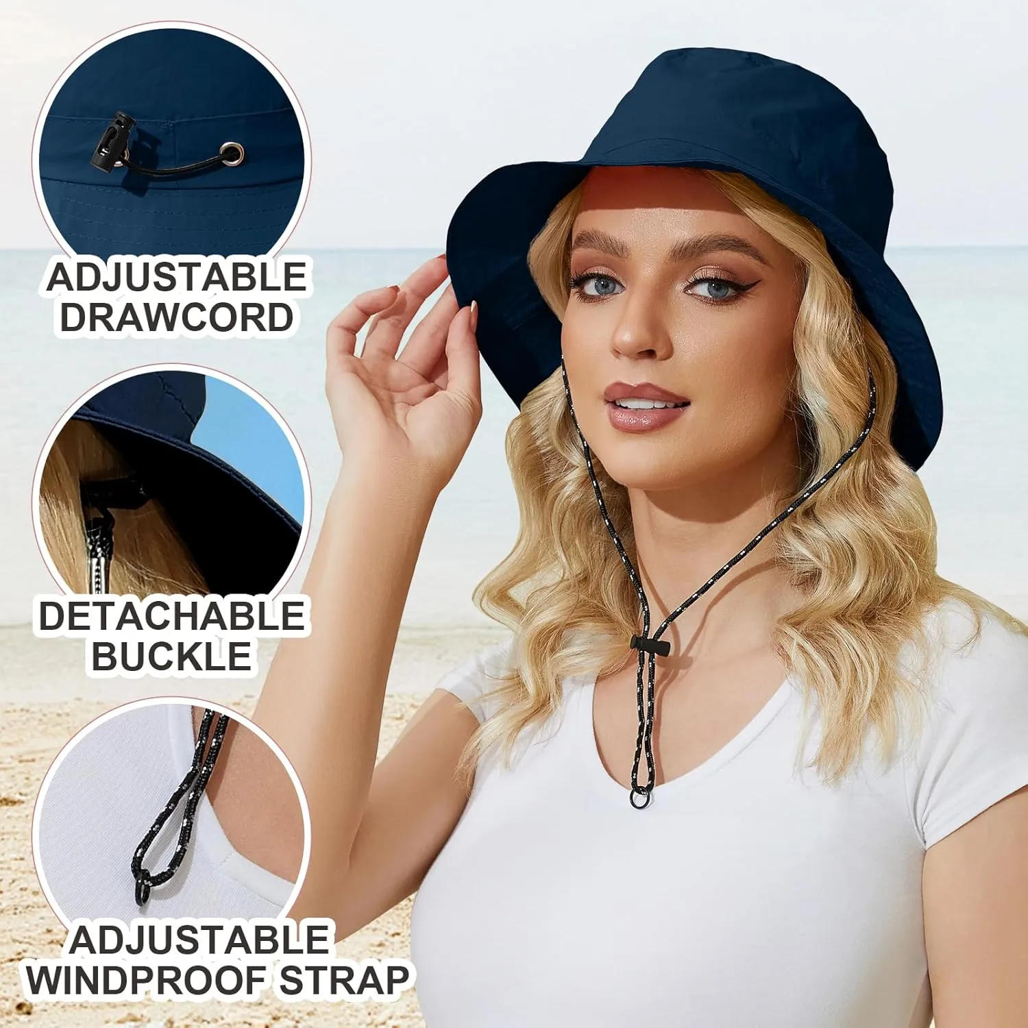 Womens Packable Bucket Hat, Waterproof Outdoor Fishing Hat for Women, Lightweight UV Protection Sun Hat for Women