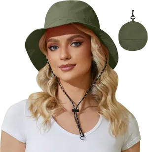 Womens Packable Bucket Hat, Waterproof Outdoor Fishing Hat for Women, Lightweight UV Protection Sun Hat for Women