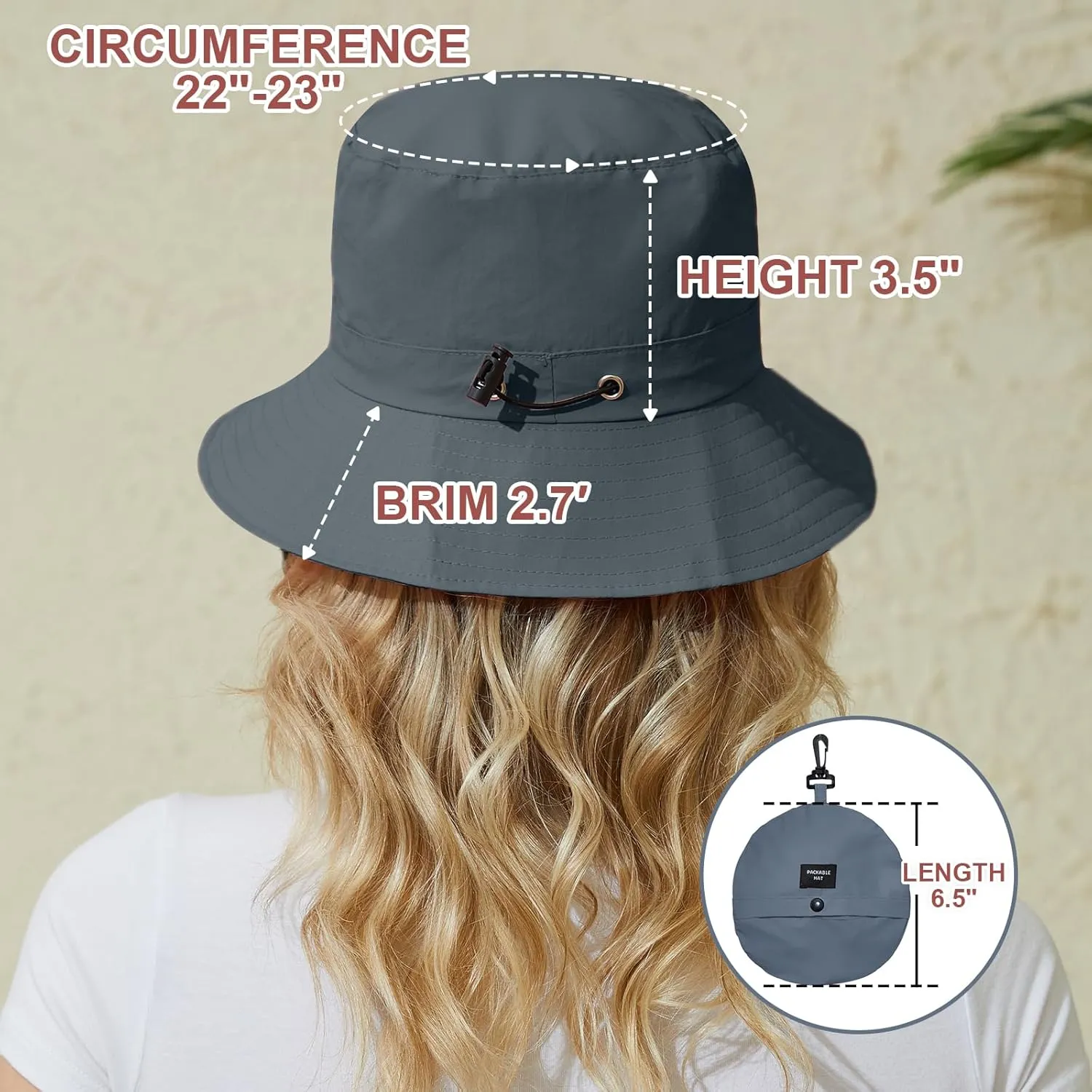 Womens Packable Bucket Hat, Waterproof Outdoor Fishing Hat for Women, Lightweight UV Protection Sun Hat for Women