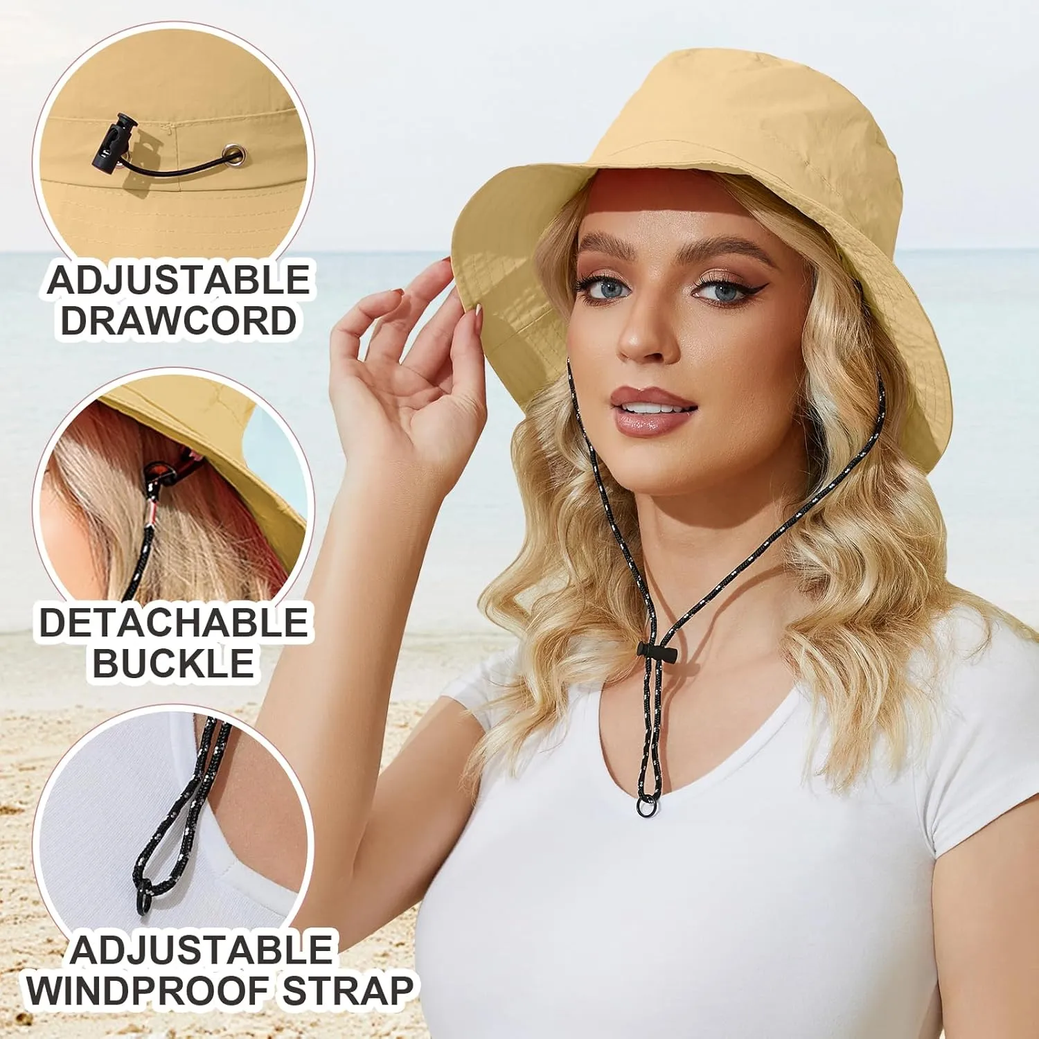 Womens Packable Bucket Hat, Waterproof Outdoor Fishing Hat for Women, Lightweight UV Protection Sun Hat for Women