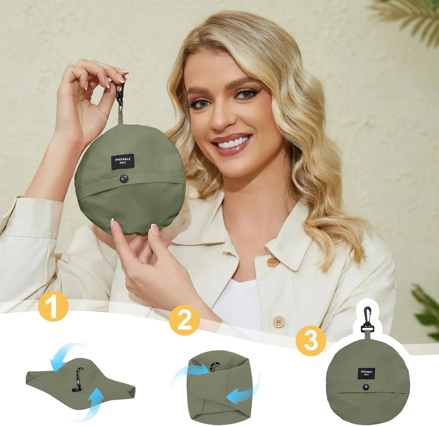 Womens Packable Bucket Hat, Waterproof Outdoor Fishing Hat for Women, Lightweight UV Protection Sun Hat for Women