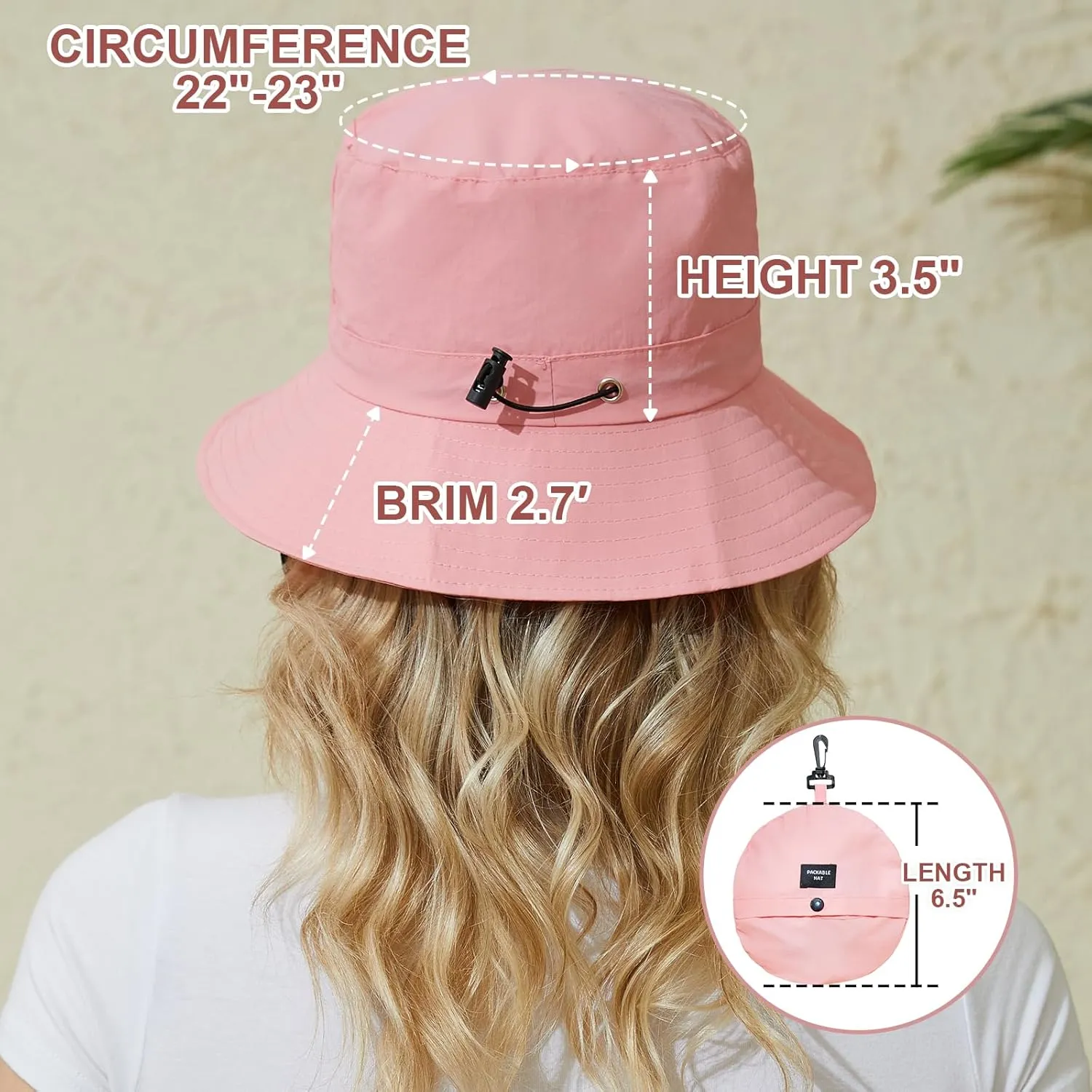 Womens Packable Bucket Hat, Waterproof Outdoor Fishing Hat for Women, Lightweight UV Protection Sun Hat for Women