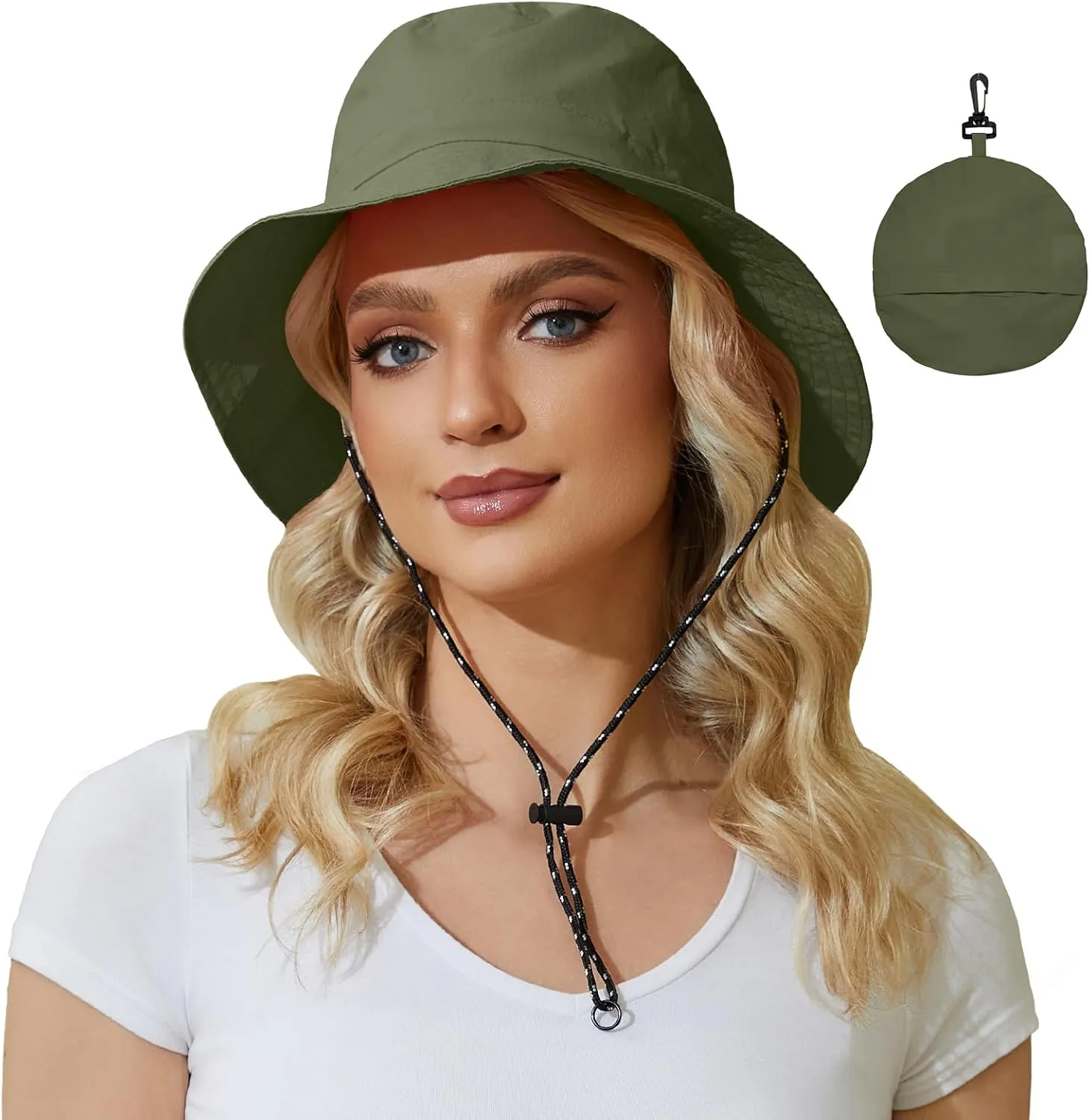 Womens Packable Bucket Hat, Waterproof Outdoor Fishing Hat for Women, Lightweight UV Protection Sun Hat for Women