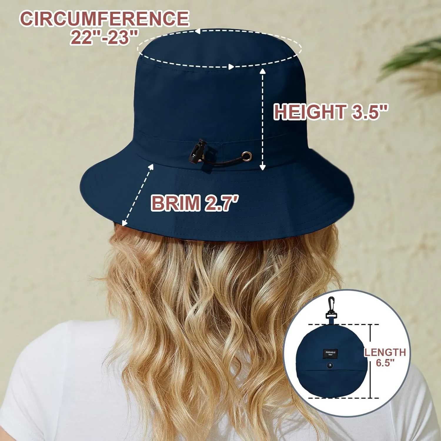 Womens Packable Bucket Hat, Waterproof Outdoor Fishing Hat for Women, Lightweight UV Protection Sun Hat for Women