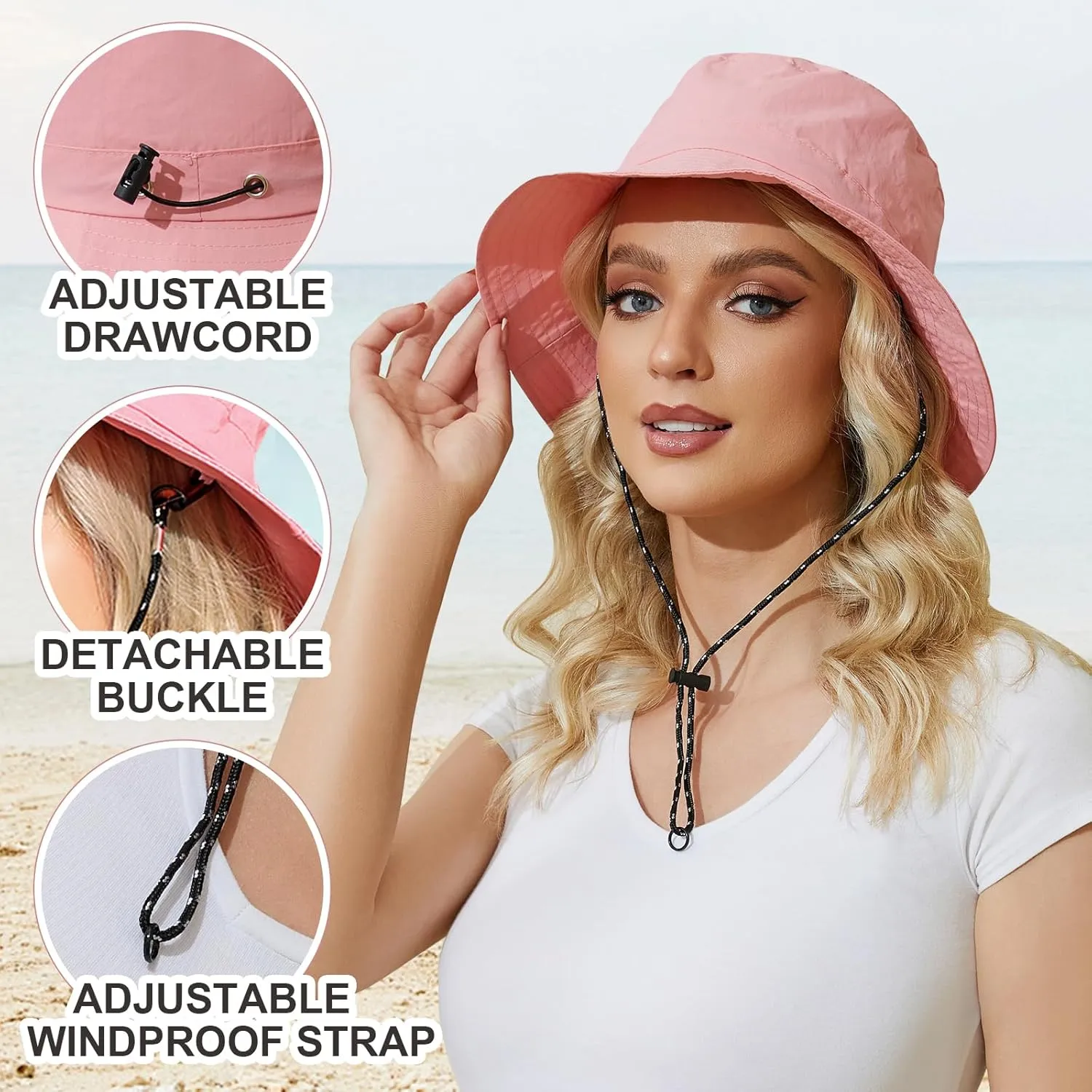 Womens Packable Bucket Hat, Waterproof Outdoor Fishing Hat for Women, Lightweight UV Protection Sun Hat for Women