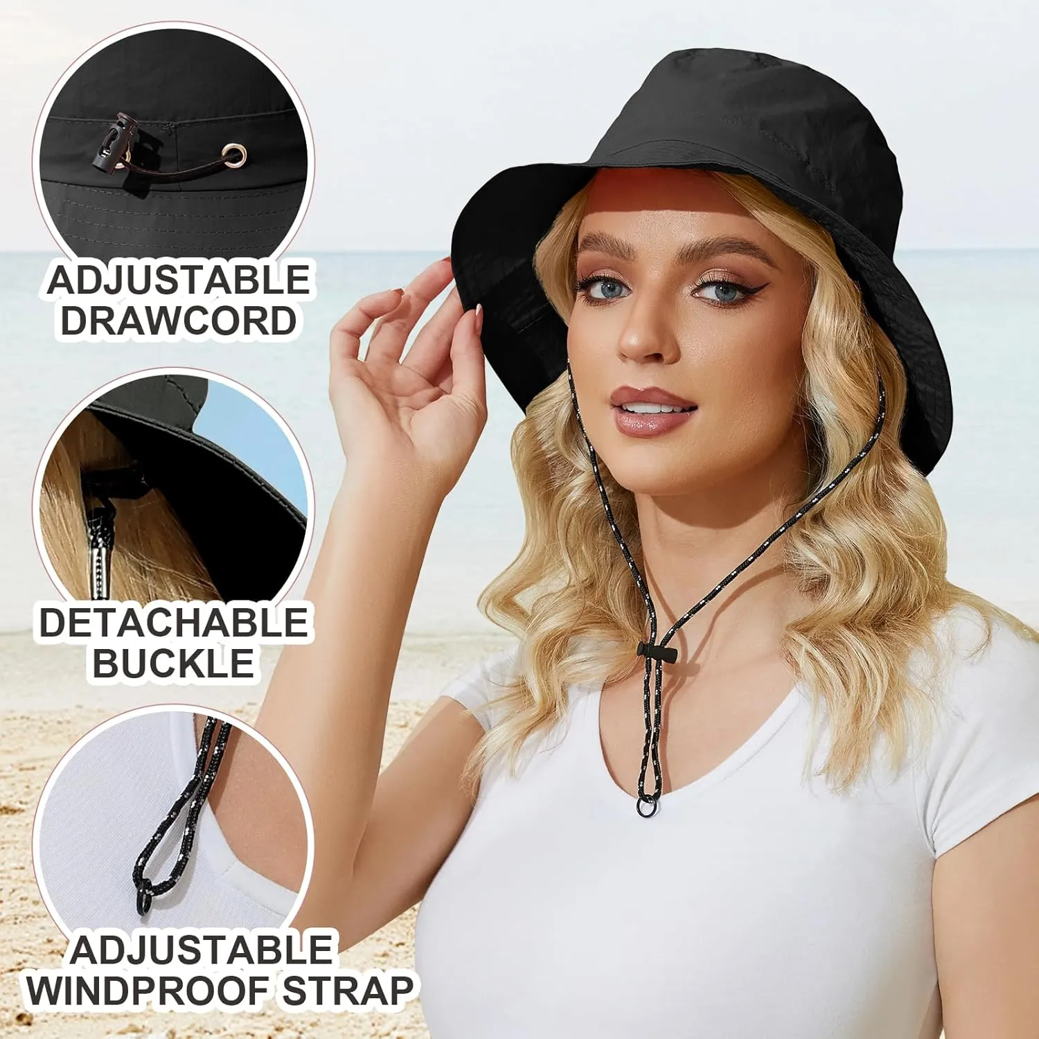 Womens Packable Bucket Hat, Waterproof Outdoor Fishing Hat for Women, Lightweight UV Protection Sun Hat for Women