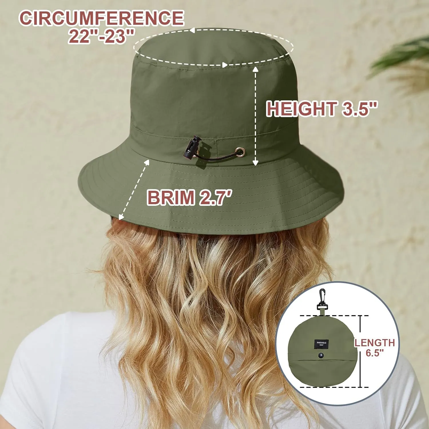 Womens Packable Bucket Hat, Waterproof Outdoor Fishing Hat for Women, Lightweight UV Protection Sun Hat for Women