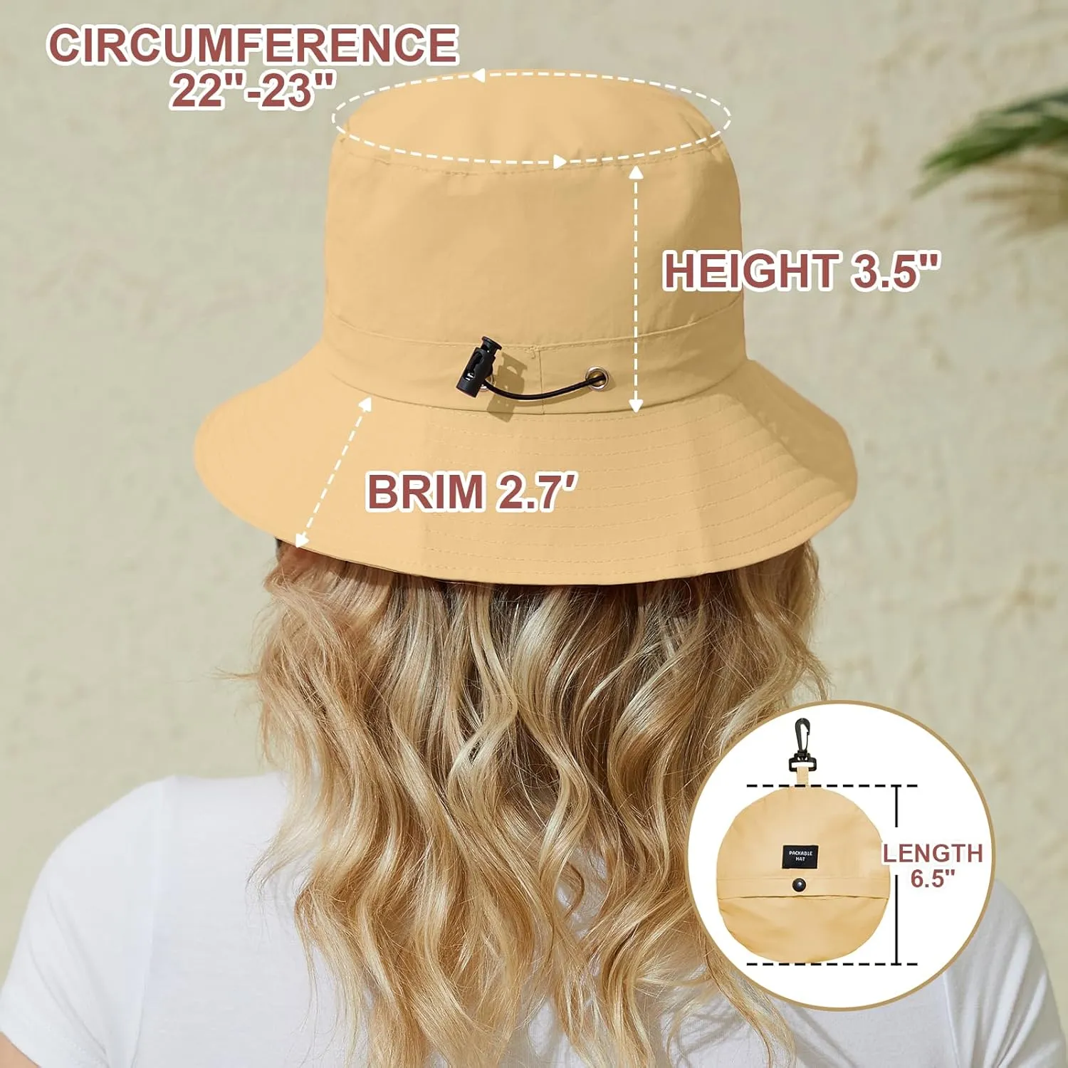 Womens Packable Bucket Hat, Waterproof Outdoor Fishing Hat for Women, Lightweight UV Protection Sun Hat for Women