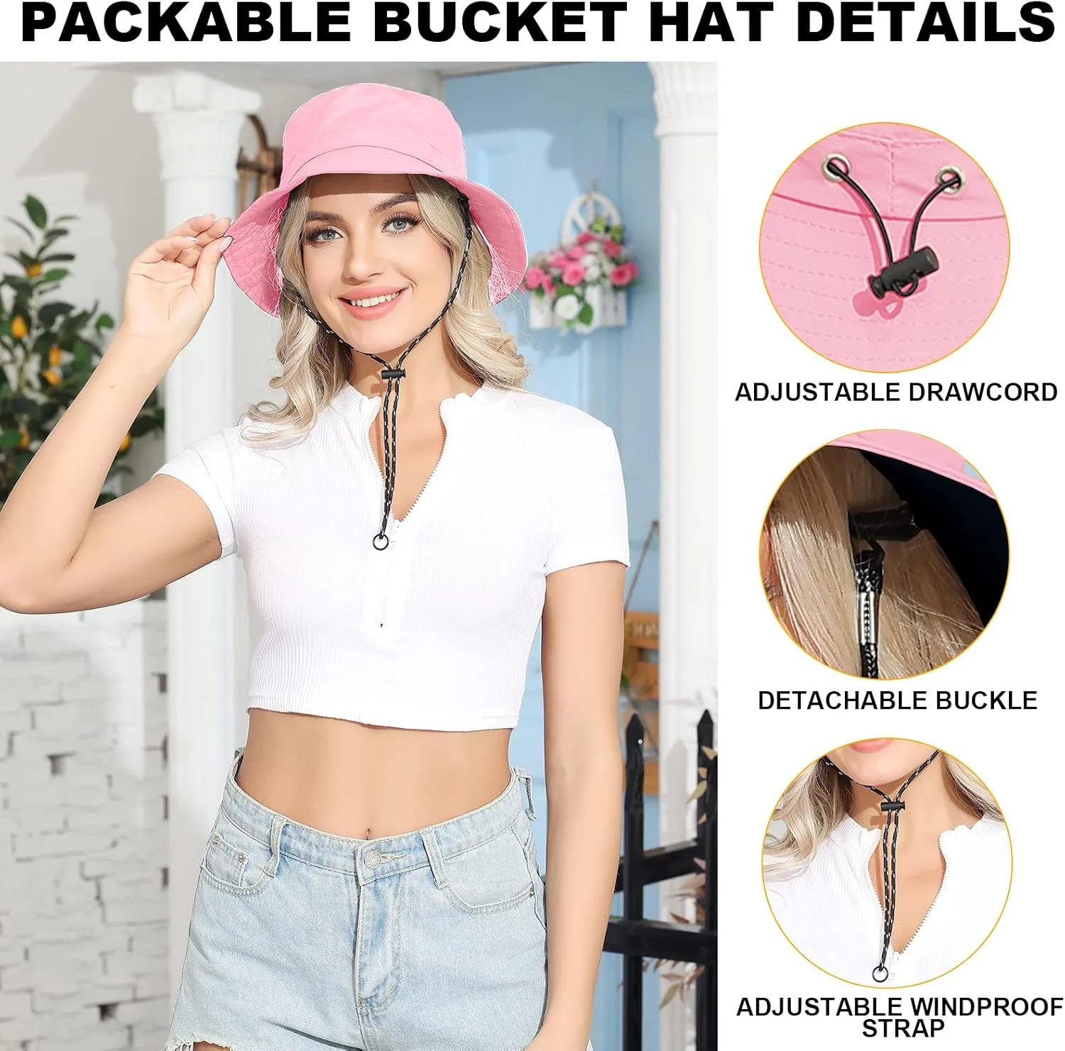 Womens Packable Waterproof Bucket Hat Men UV Protection Sun Hat