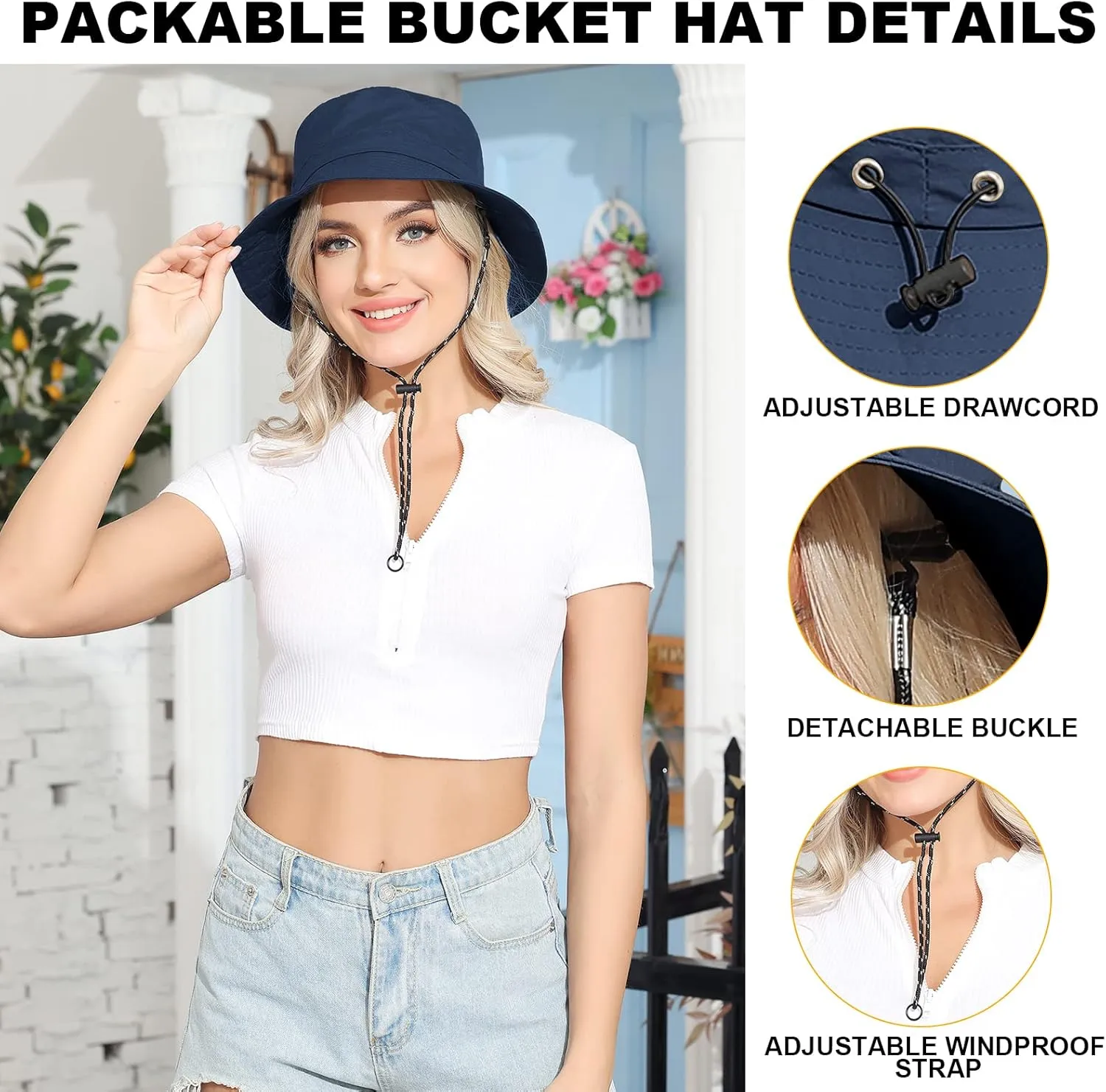Womens Packable Waterproof Bucket Hat Men UV Protection Sun Hat