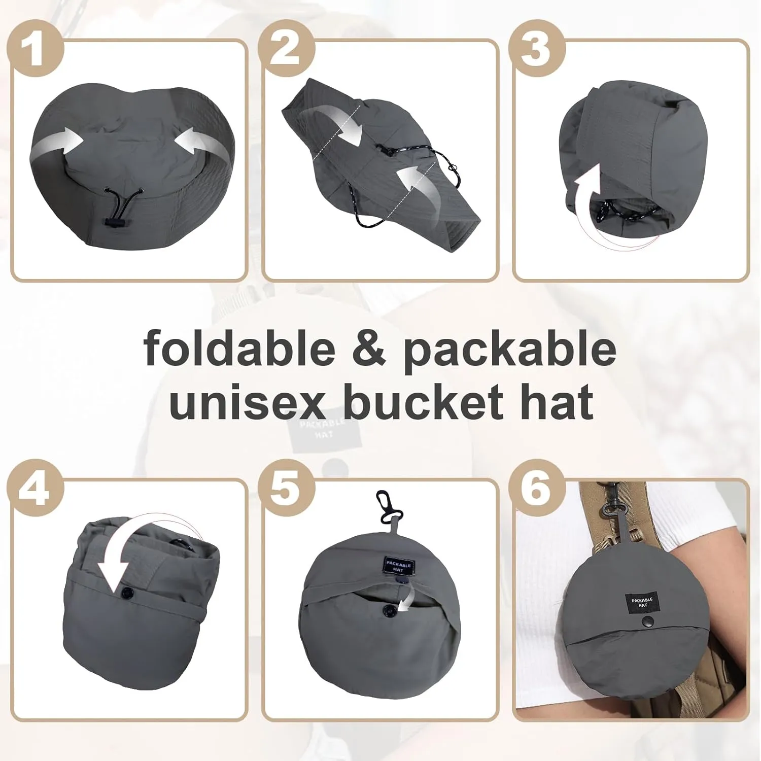Womens Packable Waterproof Bucket Hat Men UV Protection Sun Hat