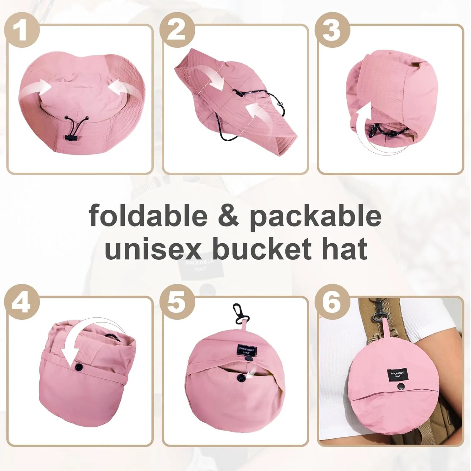 Womens Packable Waterproof Bucket Hat Men UV Protection Sun Hat