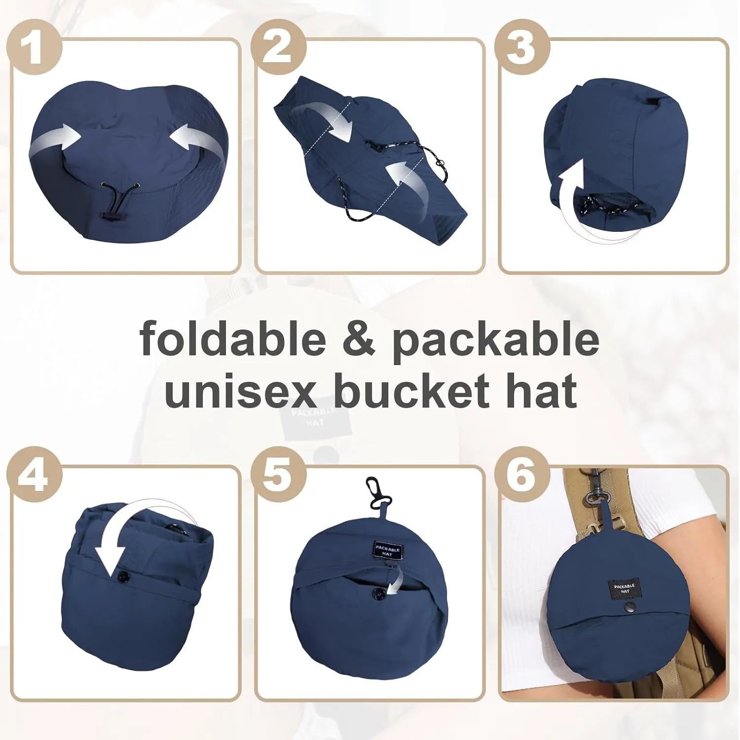 Womens Packable Waterproof Bucket Hat Men UV Protection Sun Hat