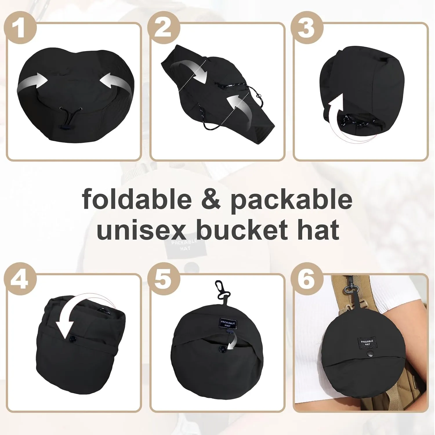 Womens Packable Waterproof Bucket Hat Men UV Protection Sun Hat