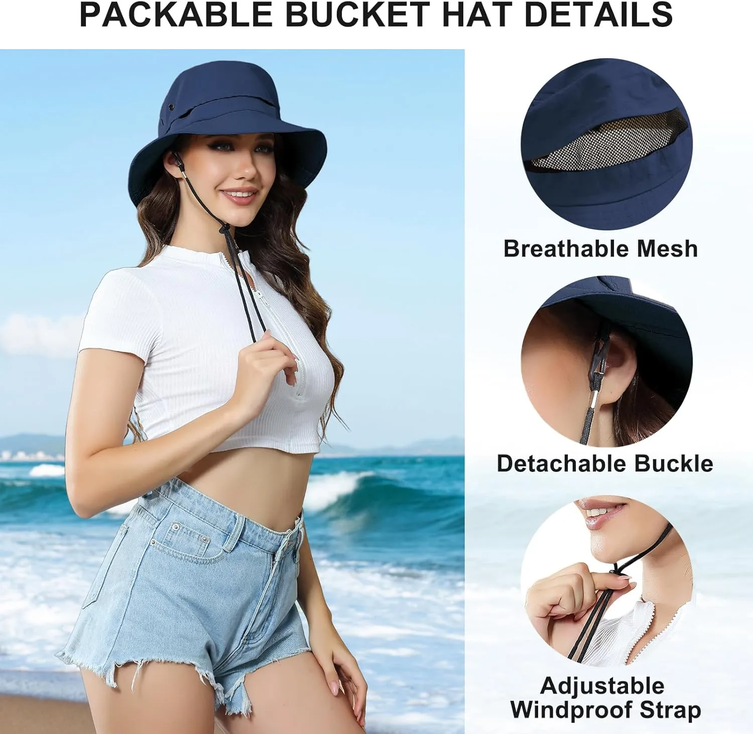 Womens Packable Waterproof Bucket Hat Men UV Protection Sun Hat