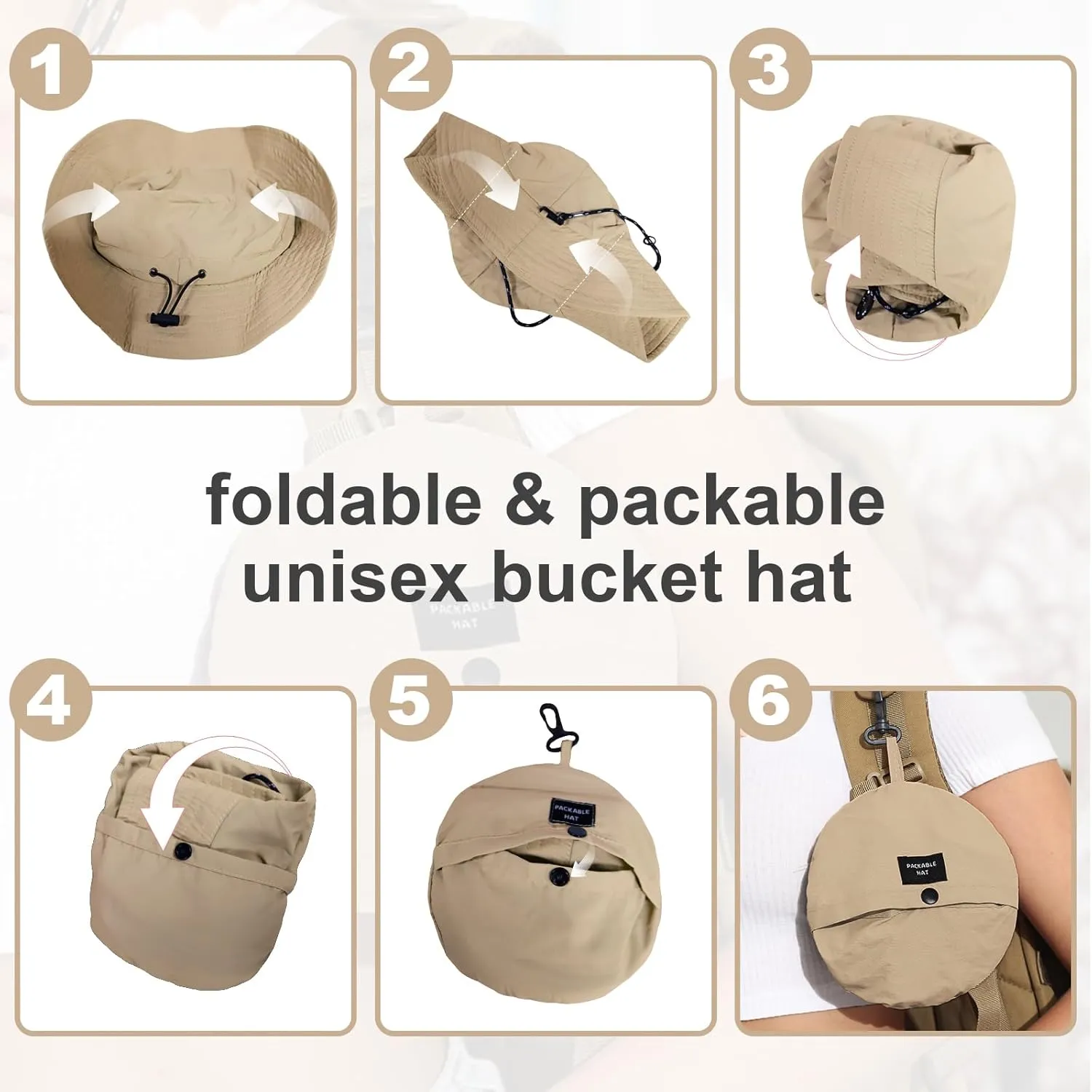 Womens Packable Waterproof Bucket Hat Men UV Protection Sun Hat