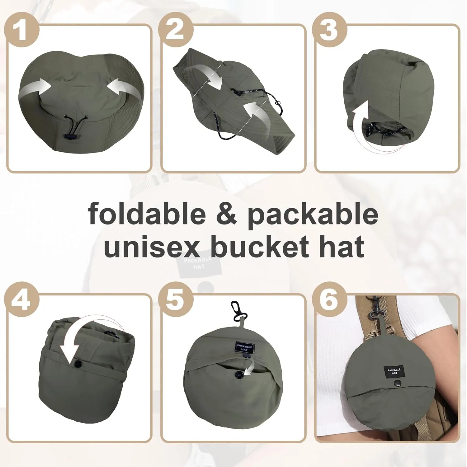 Womens Packable Waterproof Bucket Hat Men UV Protection Sun Hat