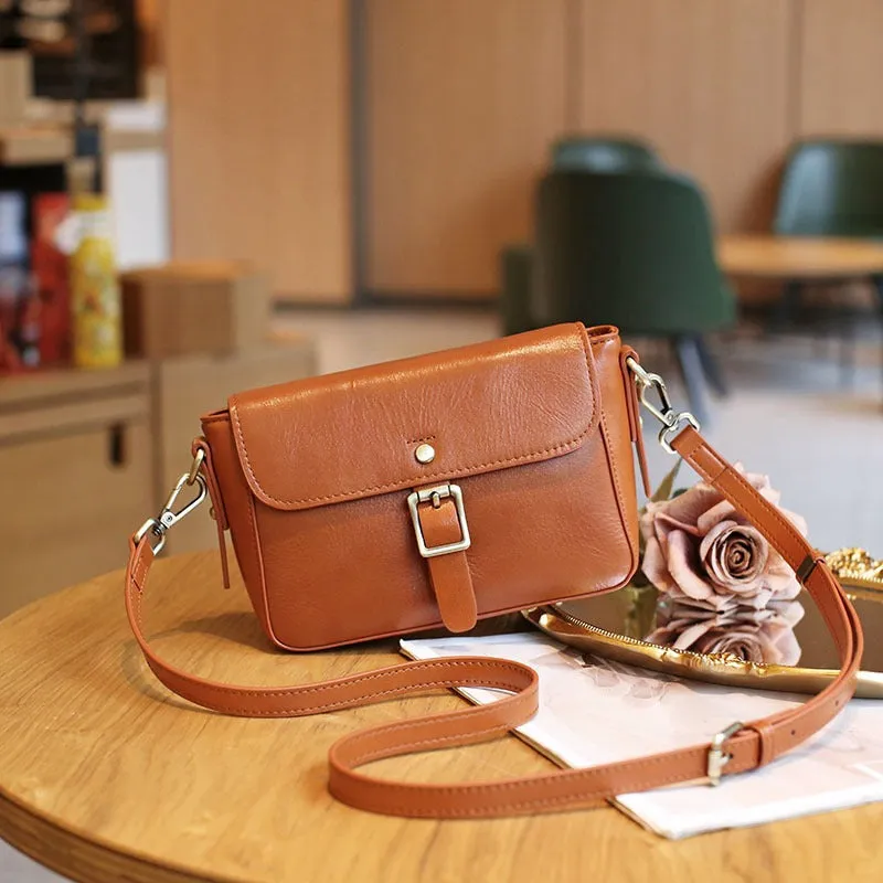 Women's Retro Leather Small Square Shoulder Bag