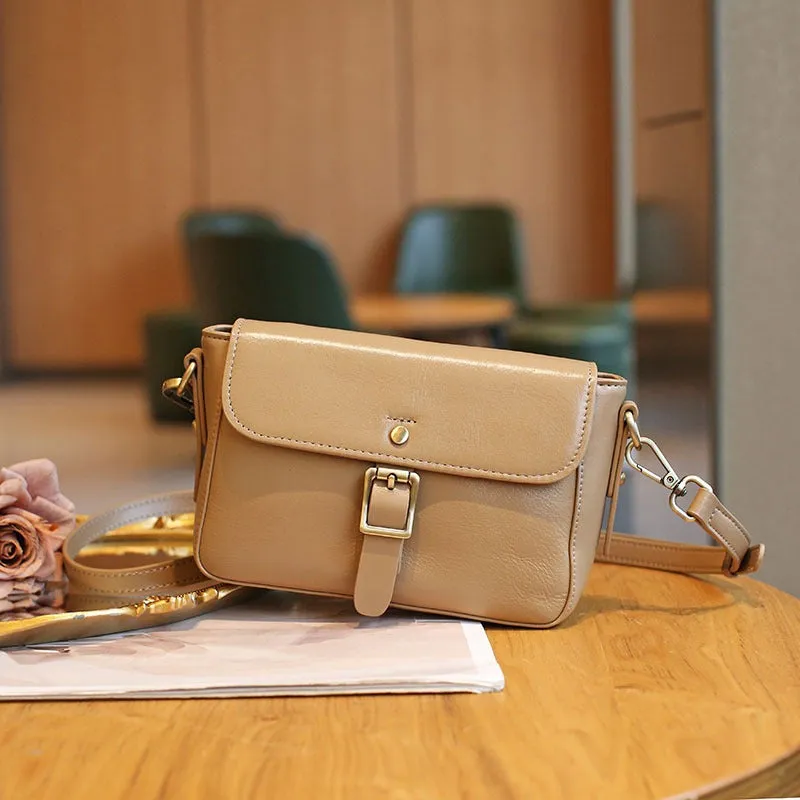 Women's Retro Leather Small Square Shoulder Bag