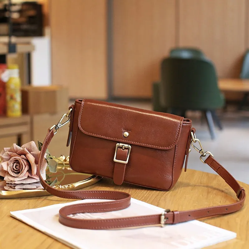 Women's Retro Leather Small Square Shoulder Bag