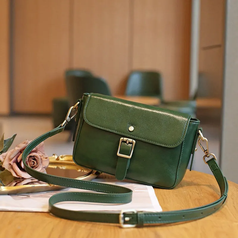 Women's Retro Leather Small Square Shoulder Bag