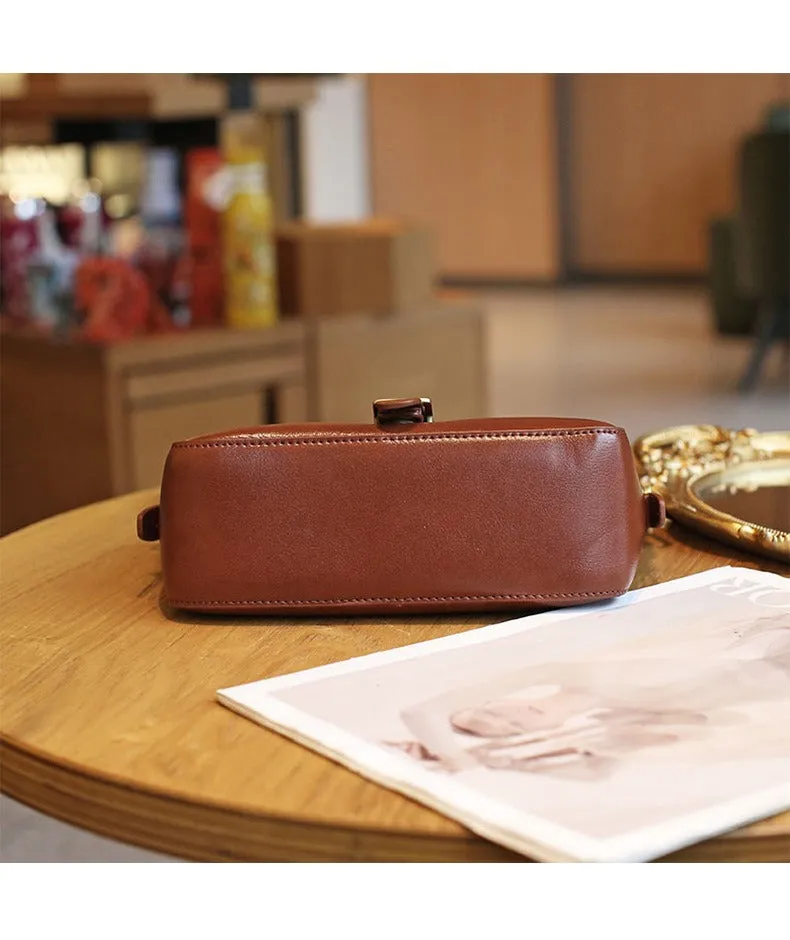 Women's Retro Leather Small Square Shoulder Bag
