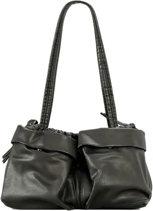 Womens Soft Vegan Leather Shoulder Bag Large Vintage Y2k Tote Purse Handbag Pleated Multi Pocket Satchels