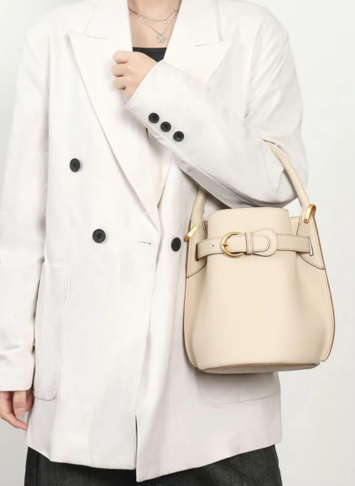 Womens Trendy Genuine Leather Bucket Bag Small Y2k Crossbody Shoulder Purse Ladies Top Handle Handbags Satchels