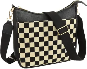 Womens Vintage Vegan Leather Crossbody Shoulder Bag Small Checkered Tote Purse Handbags Messenger Bag Satchels