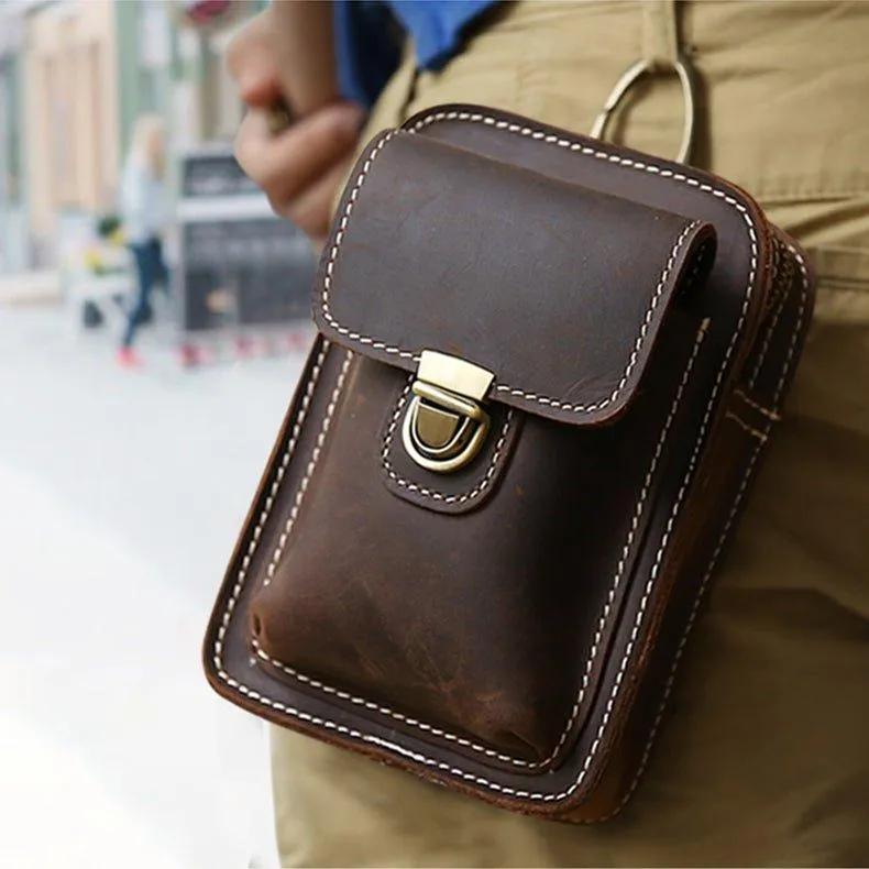Woosir Retro Mens Waist Bag Genuine Leather