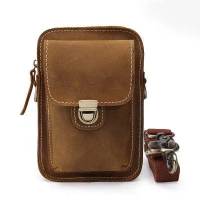 Woosir Retro Mens Waist Bag Genuine Leather