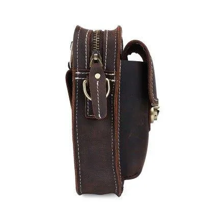 Woosir Retro Mens Waist Bag Genuine Leather
