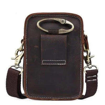 Woosir Retro Mens Waist Bag Genuine Leather