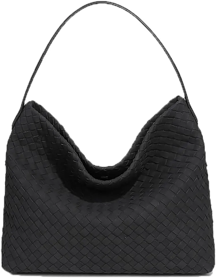 Woven Bags Women Slouchy Woven Suede Tote Bag Trendy Suede Hobo Purse Vintage Satchels Handbag for Work Travel