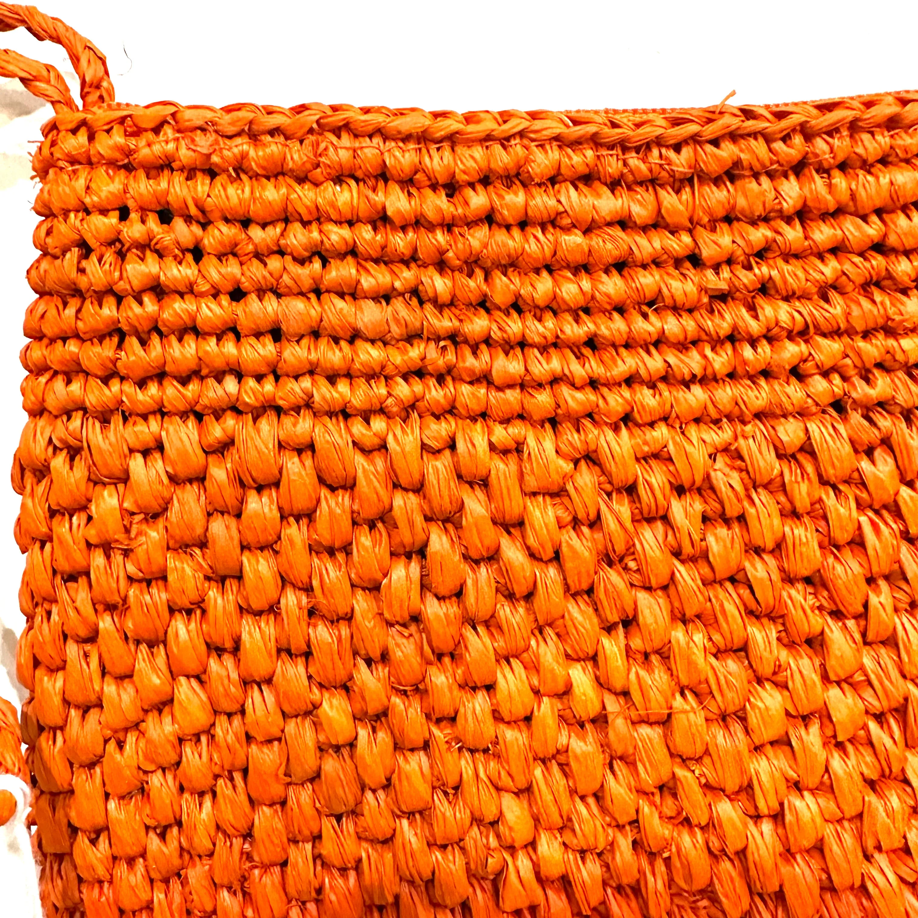 Woven Raffia Clutch with Wrist Strap