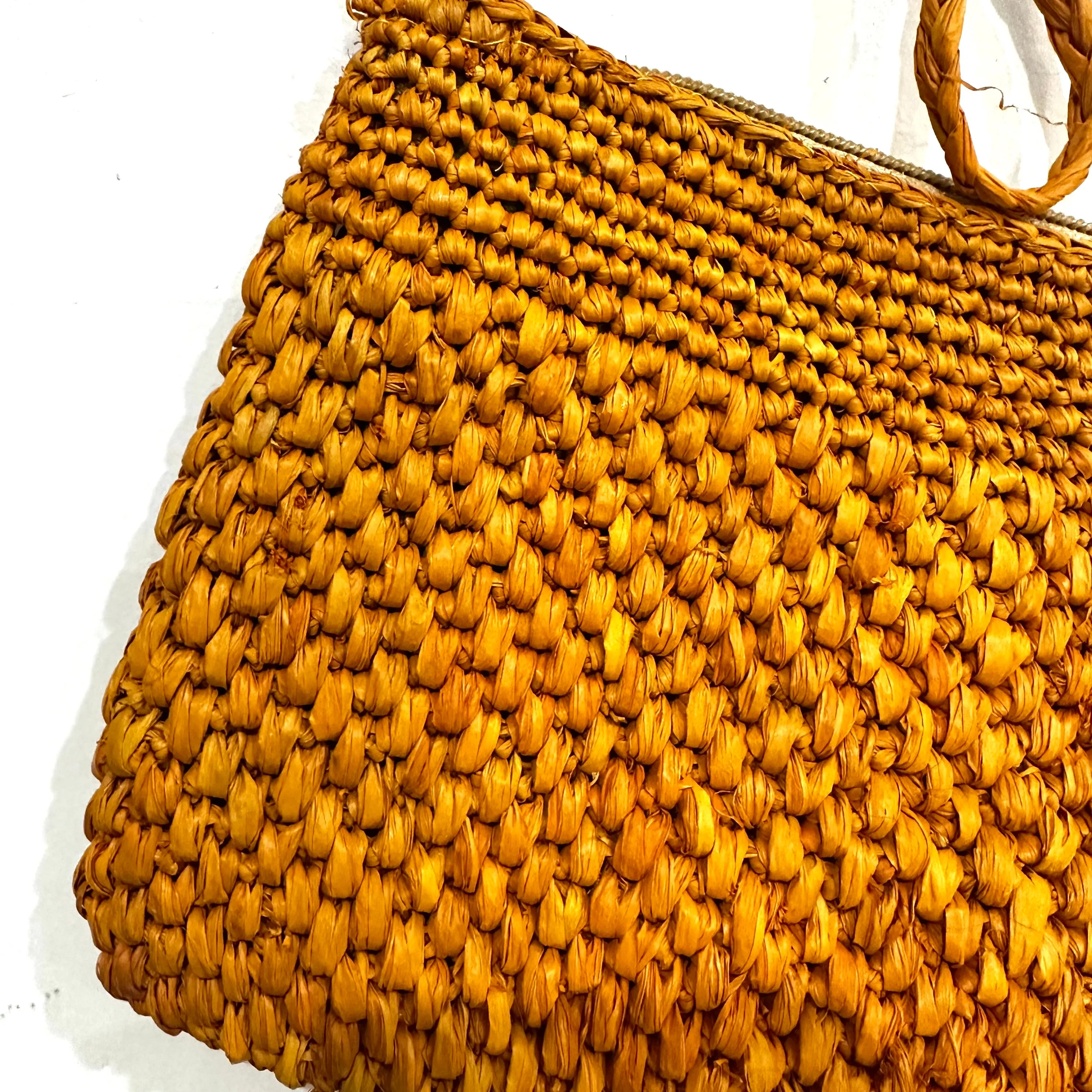 Woven Raffia Clutch with Wrist Strap