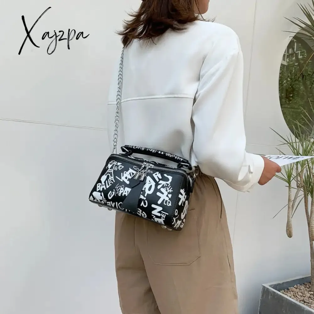 Xajzpa - 2023 Luxury Design Women Leather Handbags and Purse Fashion Crossbody Bags for Women Graffiti Handbags Shoulder Bags Women Bag