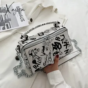 Xajzpa - 2023 Luxury Design Women Leather Handbags and Purse Fashion Crossbody Bags for Women Graffiti Handbags Shoulder Bags Women Bag